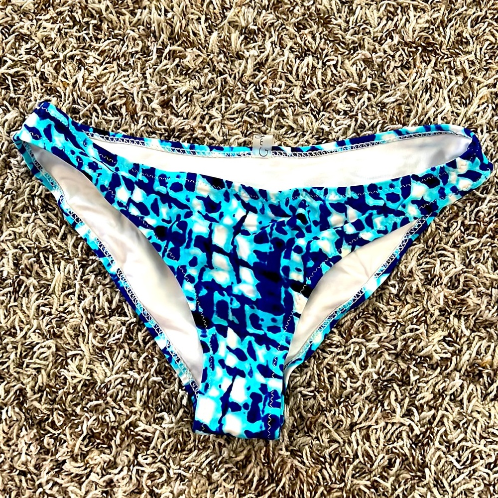 Blue and white bikini bottom